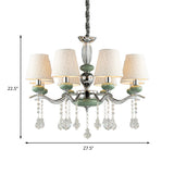 Green Nordic Cone Pendant Lamp With Crystal Drop - 8 Lights Chandelier For Bedroom