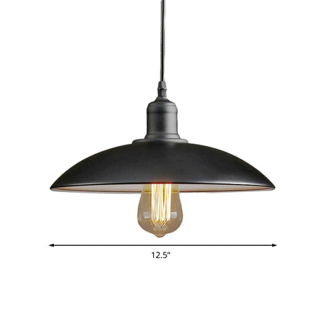 12.5/16 Wide Dome Industrial Metal Hanging Pendant Lamp - 1-Light Restaurant Light Fixture
