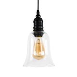 Industrial Hanging Light Fixture For Kitchen - Clear Glass Shade Black Pendant Globe/Bell 1-Light