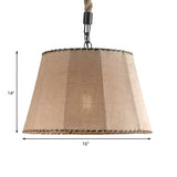 Beige Industrial Tapered Shade Pendant With 1 Light: Rope And Fabric Hanging Fixture