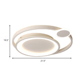 Nordic Metal Ceiling Mounted Led Flush Mount Light In Black/White With Wide Orbit Design -