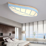 Modern Flush Mount Leaf Ceiling Lamp For Childs Bedroom With Undertint Finish
