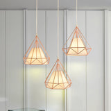 Vintage Gold Iron Diamond Hanging Ceiling Light With 3-Bulb For Dining Room