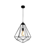 Vintage Black Diamond Cage Iron Hanging Lamp - Single-Bulb Dining Room Pendant Light / B
