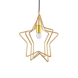 Vintage Gold Metal Star Cage Hanging Light For Dining Room Ceiling Lamp