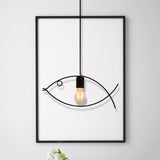 Black Fish-Shaped Pendant Ceiling Light - Nordic Style Iron Dining Room Lighting