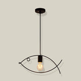 Black Fish-Shaped Pendant Ceiling Light - Nordic Style Iron Dining Room Lighting