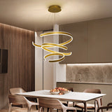 Artistic Curved Led Suspension Light - Aluminum Chandelier For Living Room Gold / Small White
