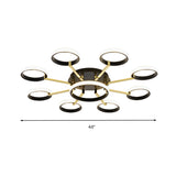 Sputnik Modern Acrylic Flush Mount Ceiling Light With Integrated Led 7/9 Lights Black For Living