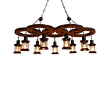Lantern Clear Glass Coastal Chandelier With Black Pendant Lighting And Wooden Shelf