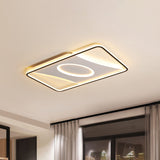 Modern Black And White Led Ceiling Light For Bedroom - Square/Rectangular Acrylic Flush Mount In