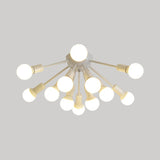 Modern Metal Sputnik Semi Flush Mount Ceiling Light 8/12 Lights In White/Black/Gold For Living Room