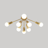 Modern Metal Sputnik Semi Flush Mount Ceiling Light 8/12 Lights In White/Black/Gold For Living Room