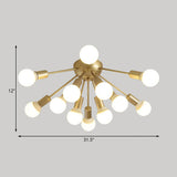 Modern Metal Sputnik Semi Flush Mount Ceiling Light 8/12 Lights In White/Black/Gold For Living Room