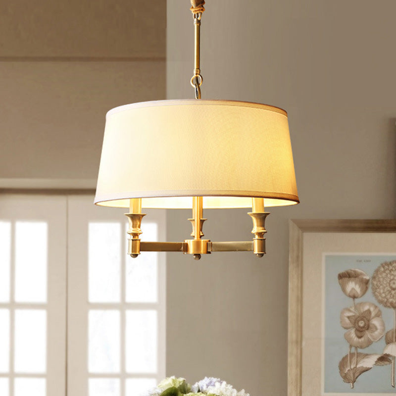 Contemporary Gold Candlestick Chandelier Pendant Light With Empire Shade - 3 Heads