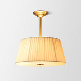 Gold Pleated Empire Chandelier With Simplicity Fabric Pendant Shade