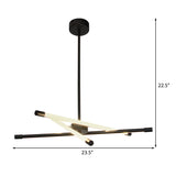 Modern Linear Tube Led Chandelier - Sleek Metal Black Ideal For Living Room Lighting