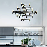Modern Nordic Led Chandelier Lamp - Multi Layered Black/Silver/White Living Room Hanging Light Black