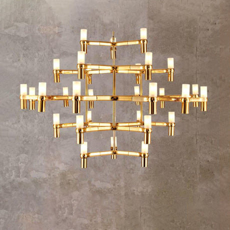 Modern Nordic Led Chandelier Lamp - Multi Layered Black/Silver/White Living Room Hanging Light Gold