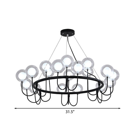 Modern Black Glass Globe Led Chandelier: Stylish Ceiling Hanging Lamp For Living Room