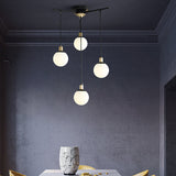 Contemporary Black Starburst Chandelier - Opal Glass Hanging Lamp For Bedroom (4/7/9 Light Options)