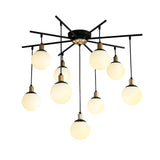 Contemporary Black Starburst Chandelier - Opal Glass Hanging Lamp For Bedroom (4/7/9 Light Options)