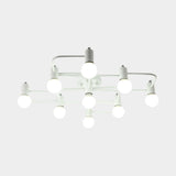 Contemporary Diamond/Rectangular Semi Flush Mount Light - 5/7/9 Lights White/Black Led Milk Glass