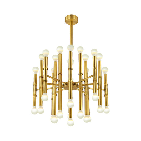 Modern Metal Flute Chandelier - 30 Lights Black/Silver/Gold Living Room Suspension Light