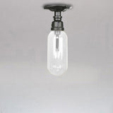 Industrial Clear Glass Semi-Flush Ceiling Light With Pipe Design Black / C