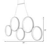 Acrylic Multi Rings Chandelier - Simple Style 3/5 Lights White/Coffee Ideal Kitchen Hanging Light