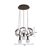 Modern Opal Glass Globe Chandelier With Abstract Acrylic Decoration - 3 Lights