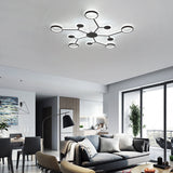 Modern Acrylic Flush Mount Lamp With Starburst Design And 6/8/10 Warm Led Lights In White