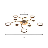 Modern Acrylic Flush Mount Lamp With Starburst Design And 6/8/10 Warm Led Lights In White