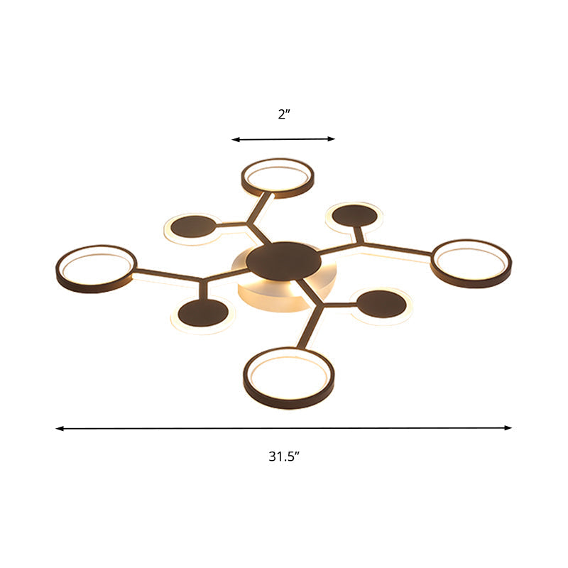 Modern Acrylic Flush Mount Lamp With Starburst Design And 6/8/10 Warm Led Lights In White