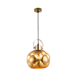 Modern Hand Blown Glass Pendant Light - Global 1-Light Ceiling Lamp For Dining Room Chrome/Gold/Rose
