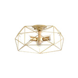 Opal Glass Geometric Semi Flush Gold Light Fixture For Industrial Bedroom - 3/4/5 Lights