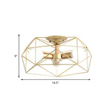 Opal Glass Geometric Semi Flush Gold Light Fixture For Industrial Bedroom - 3/4/5 Lights