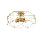 Opal Glass Geometric Semi Flush Gold Light Fixture For Industrial Bedroom - 3/4/5 Lights