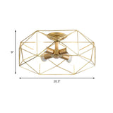 Opal Glass Geometric Semi Flush Gold Light Fixture For Industrial Bedroom - 3/4/5 Lights