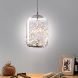 Contemporary Led Pendant Light With Elegant Amber/Smoke Grey Glass Globe/Cylinder/Oval Design For