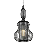Gourd Cage Pendant Light - Simple Elegant Metal Hanging With Cylinder Shade Inside Black