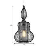Gourd Cage Pendant Light - Simple Elegant Metal Hanging With Cylinder Shade Inside Black
