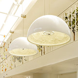 Modern Dome Pendant Lamp With Flower Pattern And Metallic Finish - Available In 3 Sizes White / 16