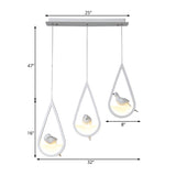 Waterdrop Pendant Lamp In Black/White - Acrylic Frame 1/2/3 Lights Dining Room Ceiling Lighting