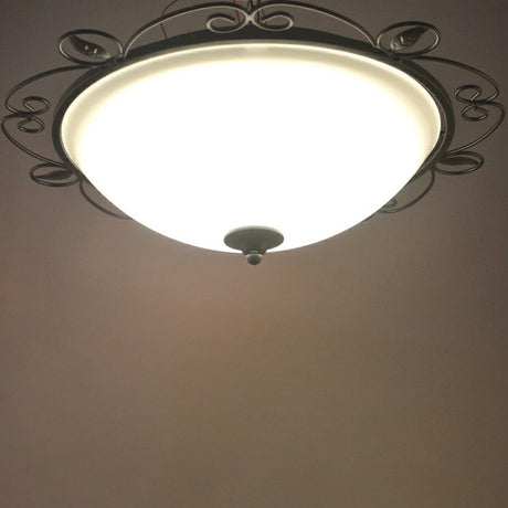 Traditional Black Dome Flush Mount Ceiling Light With 3 Opal Glass Heads And Swirled Decor