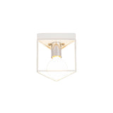 Industrial Metal Flush Light Fixture - 1 Black/White Triangle/Hexagon Design Living Room Ceiling
