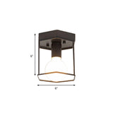 Industrial Metal Flush Light Fixture - 1 Black/White Triangle/Hexagon Design Living Room Ceiling