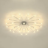 Contemporary Metal Semi Flush Mount Firework-Shaped Ceiling Light With Led Lights - Chrome/Gold