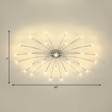 Contemporary Metal Semi Flush Mount Firework-Shaped Ceiling Light With Led Lights - Chrome/Gold