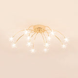 Contemporary Metal Semi Flush Mount Firework-Shaped Ceiling Light With Led Lights - Chrome/Gold